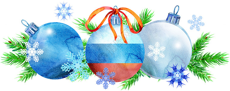 您的 creativit 的水彩圣诞树边框涂鸦框架蓝色帽子装饰玻璃绘画边界季节问候语图片