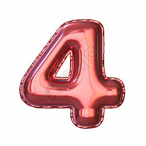红色金属气球字体编号 4 FOUR 3背景图片