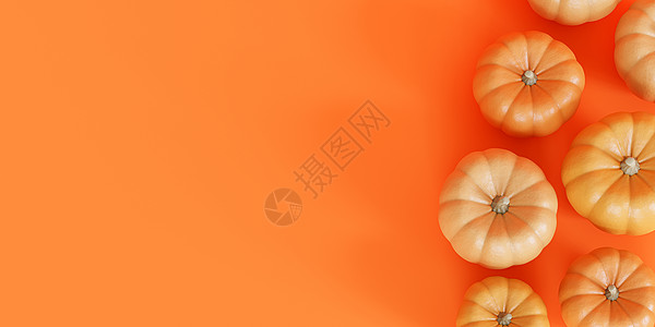 具有复制空间橙色背景的南瓜 适合秋季假期或 sales3d rende图片