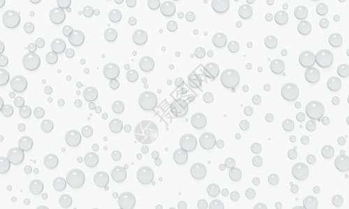 白玻璃背景上的滴水滴 水中的泡泡 摘要和自然概念 3D 插图背景图片