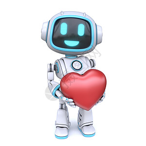 可爱的蓝色机器人拿着红心 3图片