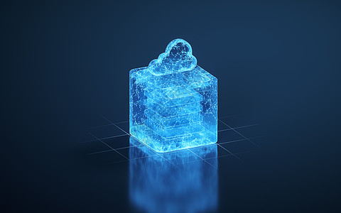 具有深色背景 3d 渲染的云计算和立方体地球网络房间数据库电脑界面服务器粒子战略衣架图片