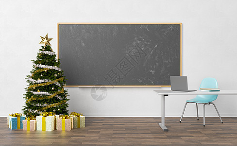 教室里的黑板与圣诞 tre图片