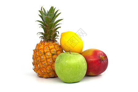 将新鲜健康水果组合在一起饮食白色果汁农业橙子绿色素食主义者红色菠萝柠檬图片