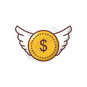 硬币翅膀财富投资金融市场现金艺术银行业商业插图图片