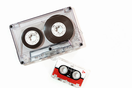 隔离的录音磁带不同大小记录音乐袖珍塑料尺寸数据案件图片