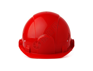在白色背景上隔离的红色塑料安全硬帽承包商剪裁帽子工作生活制造业小路工具商业工人图片