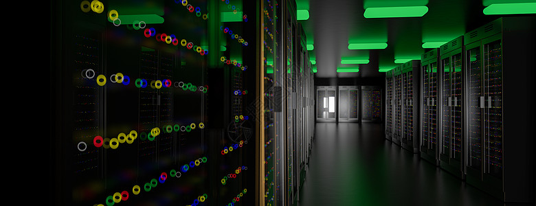 服务器机房数据中心 和具有存储信息的计算机机架  3d 仁德数据库备份货币主机农场矿业硬件插图互联网字节图片