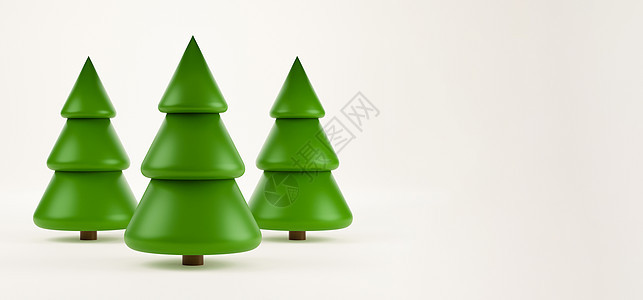 圣诞树的 3d 呈现器 新年庆典背景 最小设计的绿色圣诞树 新年和圣诞节横幅的现实例证盒子装饰品假期问候语季节松树插图卡片礼物图片