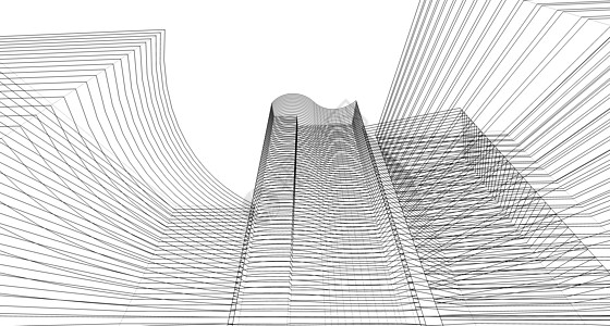 线性大楼抽象建筑绘图素描 图案制作墙纸插图艺术草图建筑学建造金属计算机工程造型背景