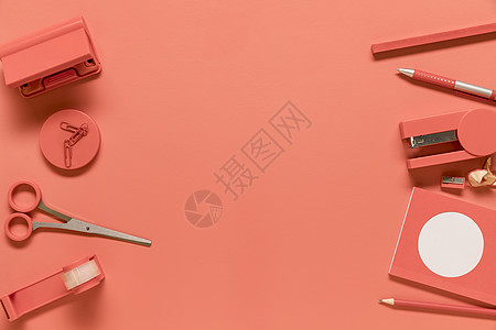 铅笔卡通粉色颜色的文具用品背景