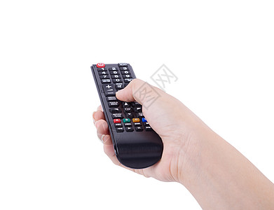 白色上隔离的 带有tv TV 遥控器娱乐黑色渠道键盘视频手指控制器电视程序车削图片