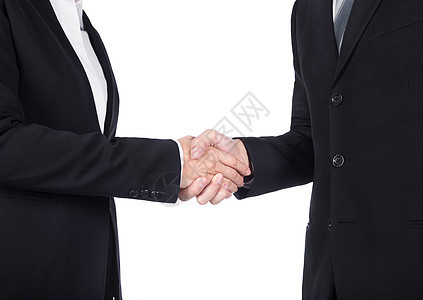 商务人士和女商务人士之间握手 在白线上与世隔绝人士商业合伙友谊套装团队男人商务女士工作图片