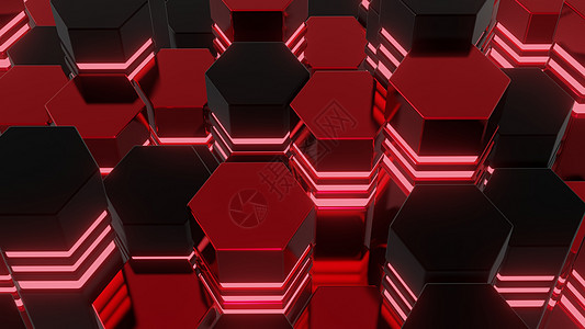 抽象的六角形未来红色背景 现代壁纸数字设计  3d 仁德图片