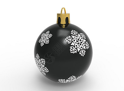 在白色背景上的圣诞树玩具 圣诞节装饰  3D渲染新年玻璃装饰品雪花风格3d庆典金子季节插图图片