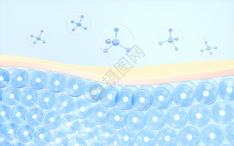 皮肤细胞吸收分子 3D转化治疗生物产品生物学维修毛孔胶原解剖学液体奶油背景图片