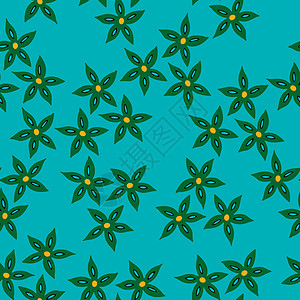 无缝花纹 简单的彩色背景与花植物剪贴簿树叶花瓣创造力包装蓝色手绘绿色墙纸图片