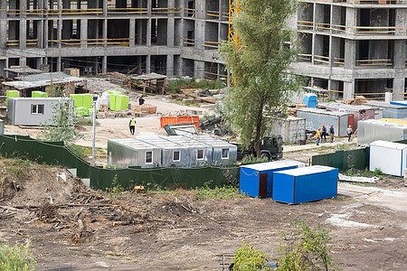 有起吊机和建筑物的建筑工地工程两极对角线城市财产脚手架天空机械项目网络图片