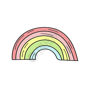 彩虹涂鸦图标 简单的手绘彩虹图标上惠特孩子们艺术天空独角兽插图卡通片草图魔法贴纸标识图片