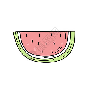 西瓜涂鸦图标 简单的手绘西瓜图标上惠特插图石头食物卡通片绘画水果热带艺术铅笔图片