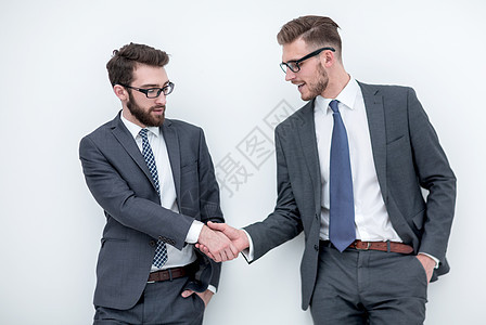 两个商界人士的握手套装工作室友谊团队手势管理人员伙伴就业成人男性图片