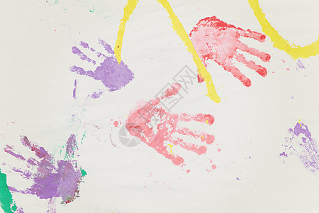 彩色手印艺术品绘画水彩拇指棕榈教育印刷墨水蓝色创造力图片