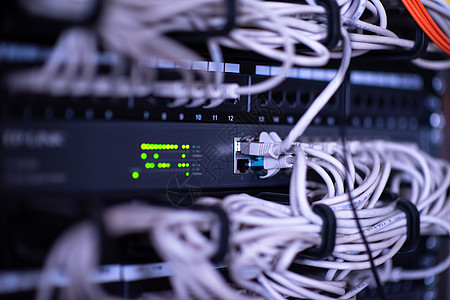 连接主服务器的光纤线缆数据库电子贮存服务电缆供应商速度硬件电讯数据图片