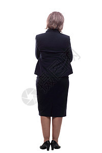 在白屏幕上读广告的资深商业女高官公司企业家套装专家管理人员老年女性裙子行政员工图片