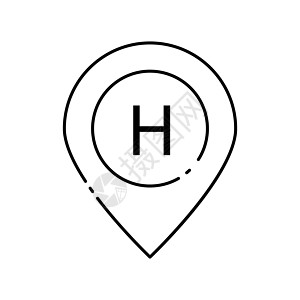 直升机停机坪 直升机场 定位线图标 机场的元素 旅行插图图标 标志 符号可用于网络 标志 移动应用程序 UI UX图片