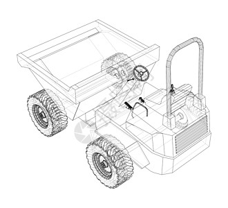 Dumper卡车 3d插图草图货车倾倒车辆工业柴油机运输推土机蓝图货物图片