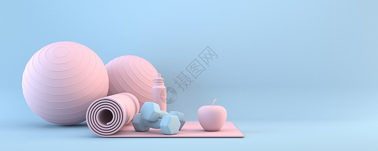 瑜伽球元素3D型适装设备背景