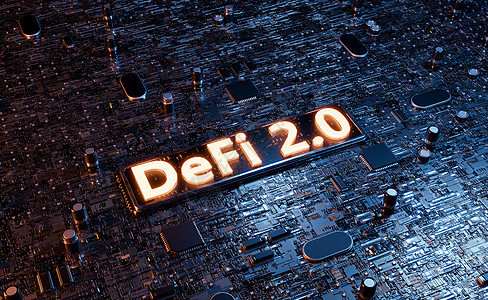 DeFi 2 0 电子主机芯片上的DeFi 2 0 符号图片