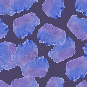 小清新海报带有蓝色和紫色水彩斑点的无缝图案艺术色彩手绘水晶海报水彩画插图冰山海洋灰色背景