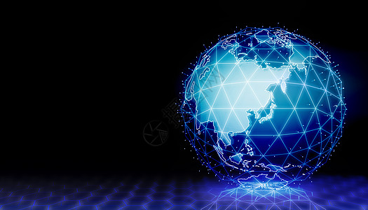 数字地球网络横幅全球网络 科技元技术创新数据世界行星金属全球化插图全世界全息图片