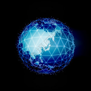 蓝色地球地图数字地球图解全球网络 技术原机电脑全息国际金融创新蓝色世界插图横幅界面背景