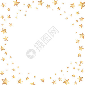 手绘星星白色背景的金星圆形环形图彩手画背景