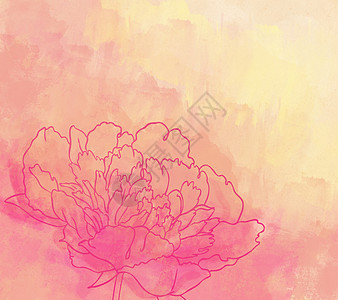 手绘牡丹美丽的花朵花艺术手绘邀请函问候语草图插图牡丹植物花朵墨水背景