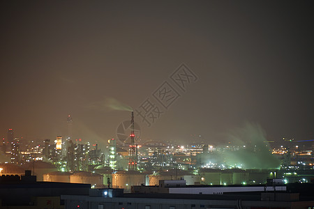 从川川县川川卡瓦萨基市看到Keihin工业区血管制造业建筑群夜景工厂夜空植物商业机构组合器图片