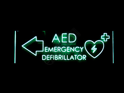 紧急去纤颤器DEA或AED标志照明图片