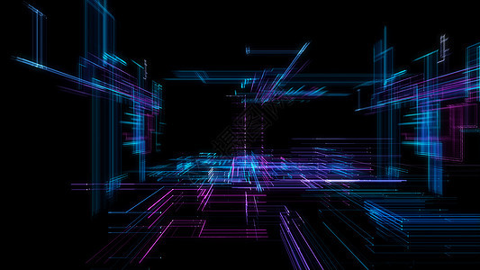 带粒子的数码网络空间 技术背景深度渲染电脑3d创新全息代码互联网智力科学图片