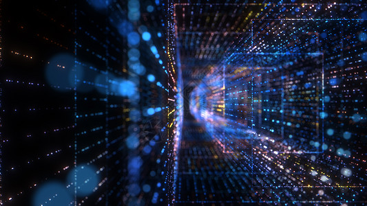 飞入数字技术隧道中蓝色网络数据速度电脑屏幕互联网粒子矩阵激光图片