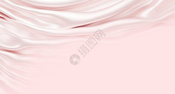 含有复制空间3d的粉红布面背景曲线墙纸奢华婚姻丝绸布料婚礼渲染玫瑰纺织品图片