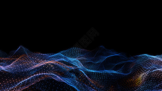 具有深度外效应的抽象粒子波3d活力流动技术科学网格墙纸神经数据网络背景图片