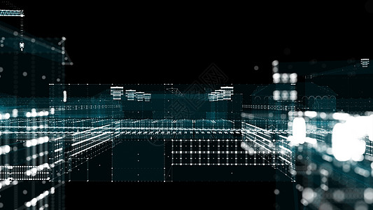 城市图工业技术概念 工业4 0环境电脑人工智能矩阵粒子3d科学互联网高科技系统工程背景