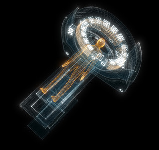 利用病人全息电脑进行数字MRI扫描 医学和技术概念治疗科学诊所辉光诊断机器断层身体放射科保健图片
