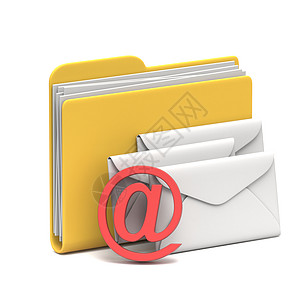黄色文件夹图标 Mails 3D图片