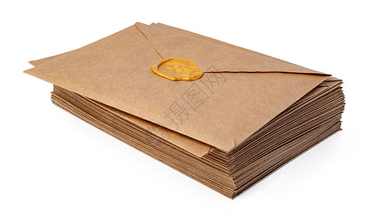 白色背景上孤立的棕色手工艺信封文档明信片邮资回收秘密办公室邮政商业牛皮纸派遣图片