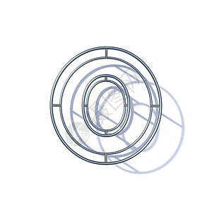 钢铁丝框字体 O 3D 字母图片