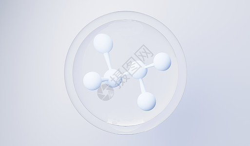 侧细胞或分子中简单化学键的 3d 渲染 原子 离子 键和分子的结合 液滴气泡背景 共价键 生化相互作用液体技术实验室化妆品插图药图片