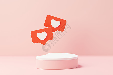 3d 渲染最小的甜蜜场景 展示台用于模拟和产品品牌展示 粉色基座代表情人节的主题 可爱可爱的心背景 喜欢day的设计风格奢华工作图片